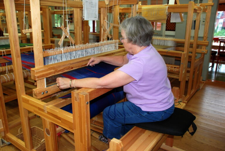 Weaving a twill blanket.
