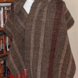 Shawl- Handspun with Stripes 