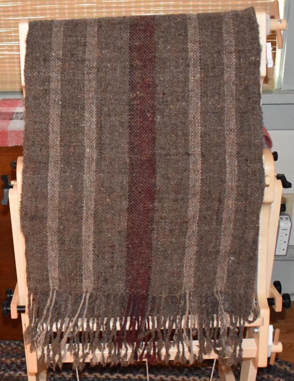 Shawl- Handspun with Stripes 